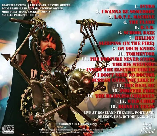 W.A.S.P. / ALBUM ONE ALIVE IN PORTLAND 2024 (1CDR)