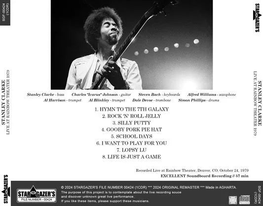 STANLEY CLARKE / LIVE AT RAINBOW THEATER 1979 (1CDR)