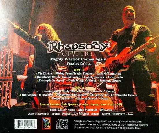 RHAPSODY OF FIRE / Mighty Warrior Comes Again Osaka 2014 (2CDR)