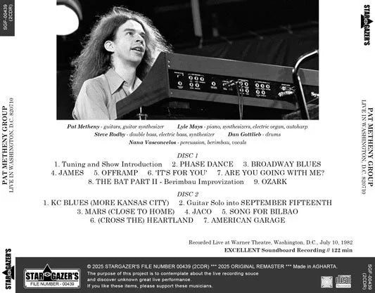 PAT METHENY GROUP / LIVE IN WASHINGTON, D.C. 820710 (2CDR)