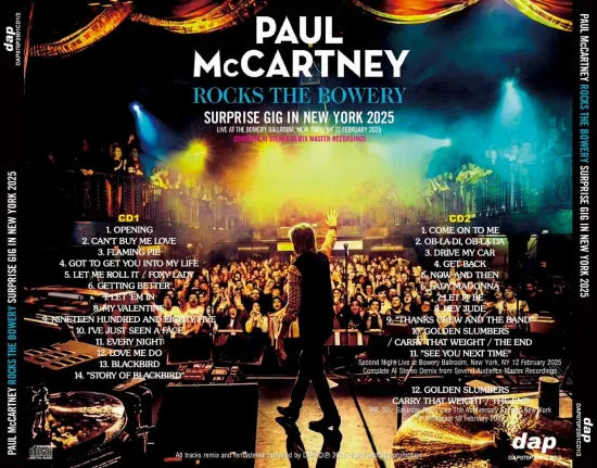 PAUL McCARTNEY / ROCKS THE BOWERY SURPRISE GIG IN NEW YORK 2025 COMPLETE AI STEREO (2CD)