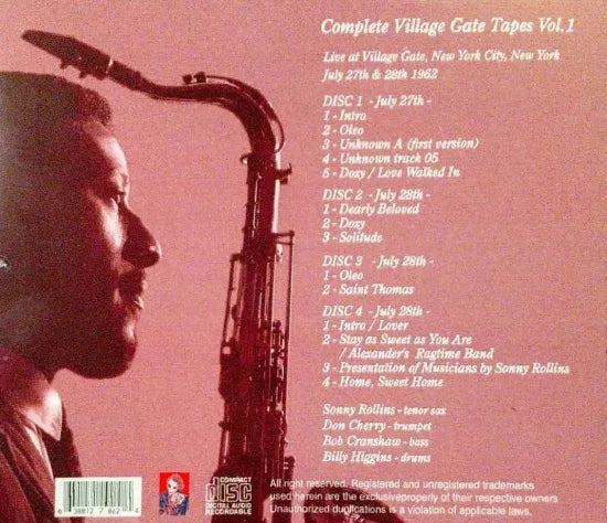 Sonny Rollins Quartet / Complete Village Gate Tapes 1962 Vol.1 SOUNDBOARD (4CDR)