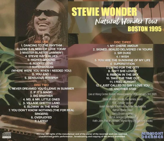 STEVIE WONDER / NATURAL WONDER TOUR BOSTON 1995 (3CDR)
