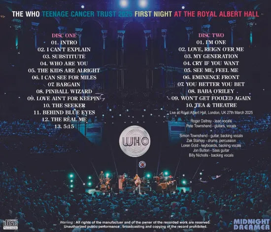THE WHO / TEENAGE CANCER TRUST 2025 FIRST NIGHT (2CDR)