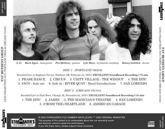 PAT METHENY GROUP / LIVE COLLECTION 1979 / PORTLAND 790224 AND CHICAGO 791101 (2CDR)