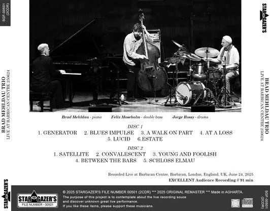 BRAD MEHLDAU TRIO / LIVE AT BARBICAN CENTRE 250624 (2CDR)