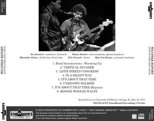 WEATHER REPORT / LIVE IN CHICAGO 730519 (1CDR)