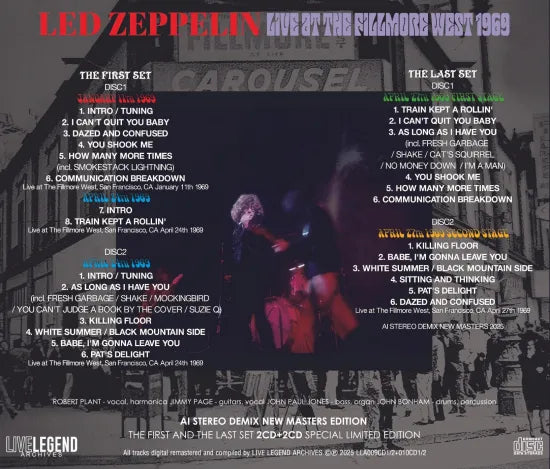 LED ZEPPELIN / LIVE AT THE FILLMORE WEST 1969 THE FIRST SET + THE LAST SET (LIMITED 4CD)