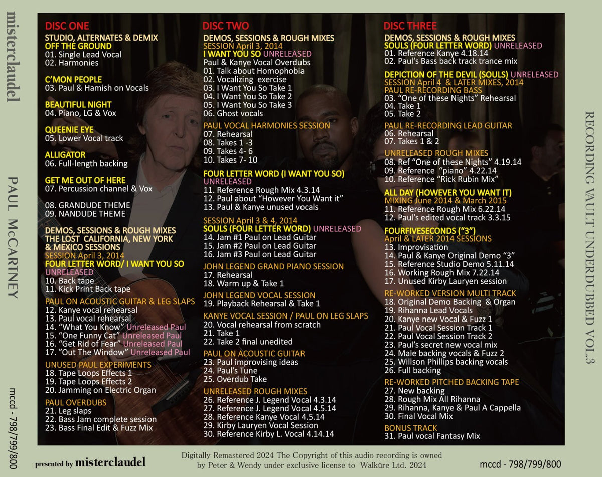 PAUL McCARTNEY / RECORDING VAULT UNDERDUBBED VOL.3 (3CD)
