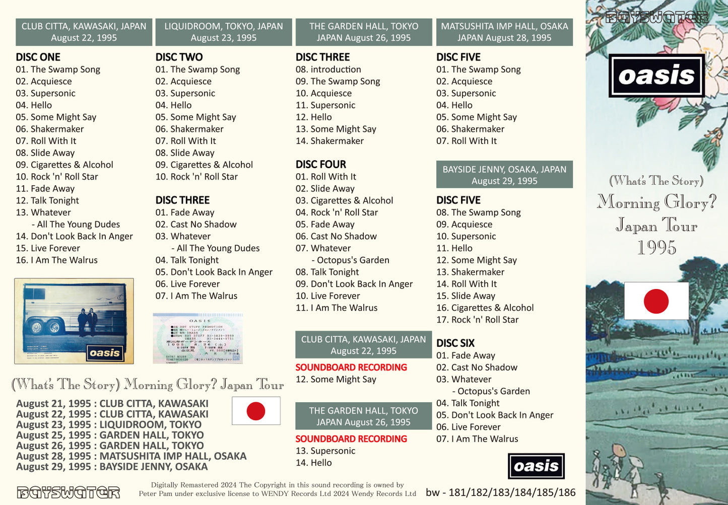 OASIS / 1995 (WHAT'S THE STORY) MORNING GLORY? JAPAN TOUR (6CD+TOUR PROGRAM)