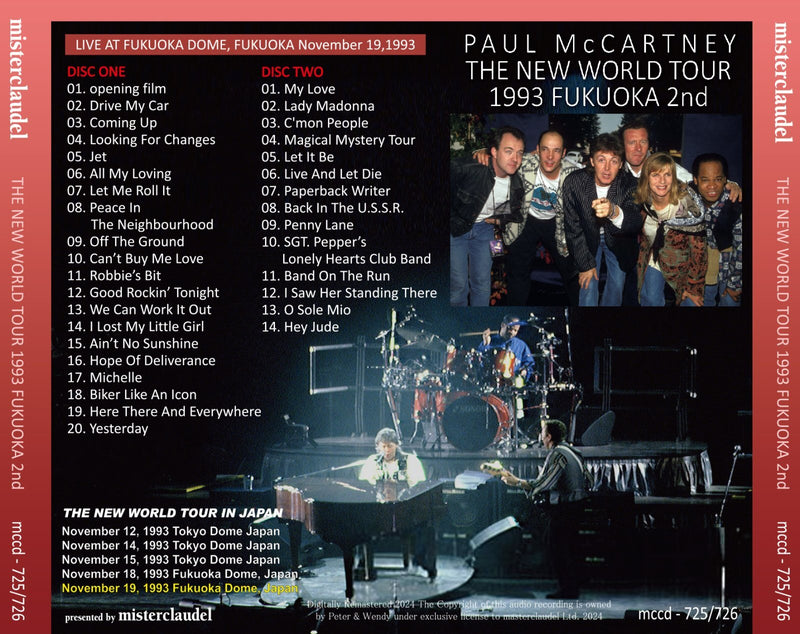 PAUL McCARTNEY / 1993 THE NEW WORLD TOUR FUKUOKA 2nd (2CD)