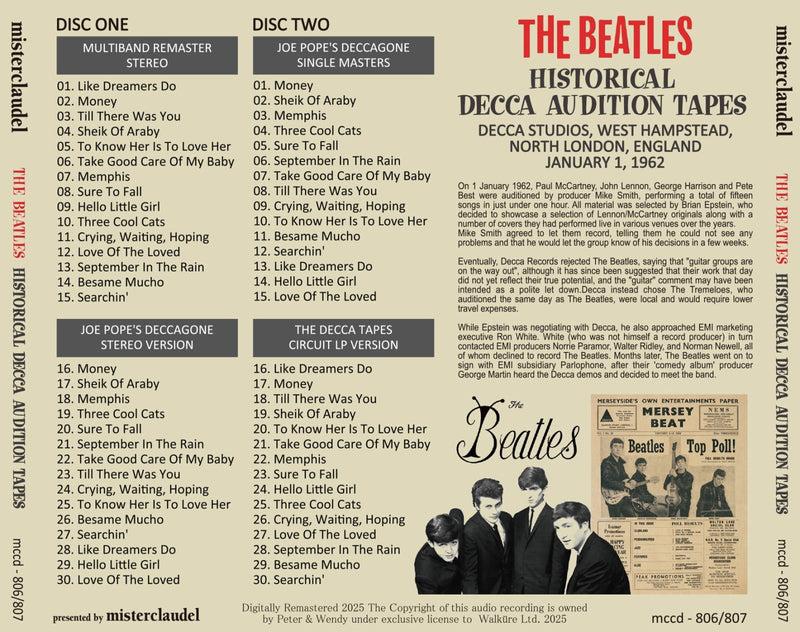 THE BEATLES / HISTORICAL DECCA AUDITION TAPES (2CD)