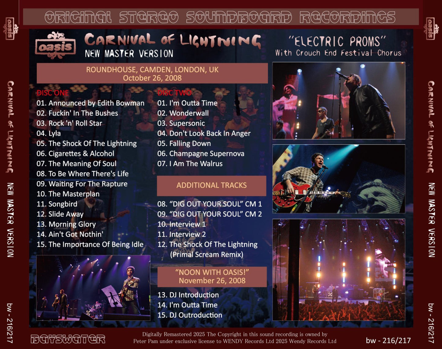 OASIS / 2008 CARNIVAL OF LIGHTNING NEW MASTER VERSION (2CD+BONUS DVD)