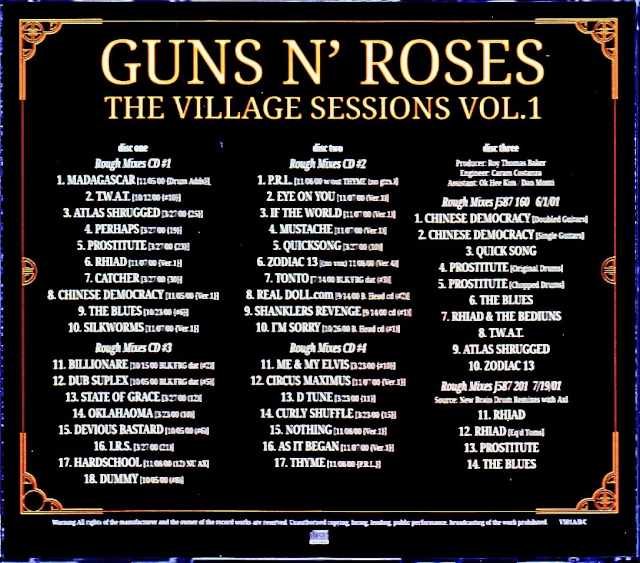 Guns N' Roses / The Village Sessions Vol.1 Demos and Rough Mixes from Chinese Democracy (3CDR) [Not Silver Disc]