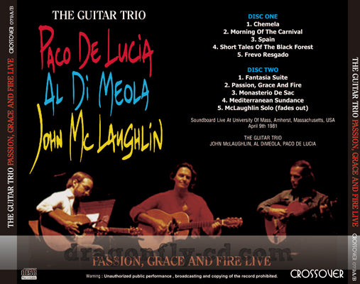 THE GUITAR TRIO / PASSION, GRACE AND FIRE LIVE Soundboard (2CDR)