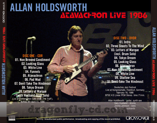 ALLAN HOLDSWORTH / ATAVACHRON LIVE 1986 Soundobard / PRO shot (1CDR+1DVDR)