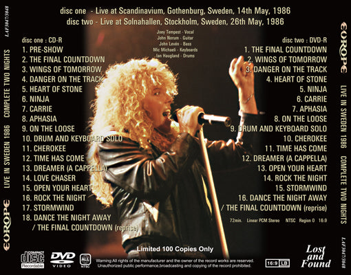 EUROPE / LIVE IN SWEDEN 1986 COMPLETE TWO NIGHTS (1CDR+1DVDR)