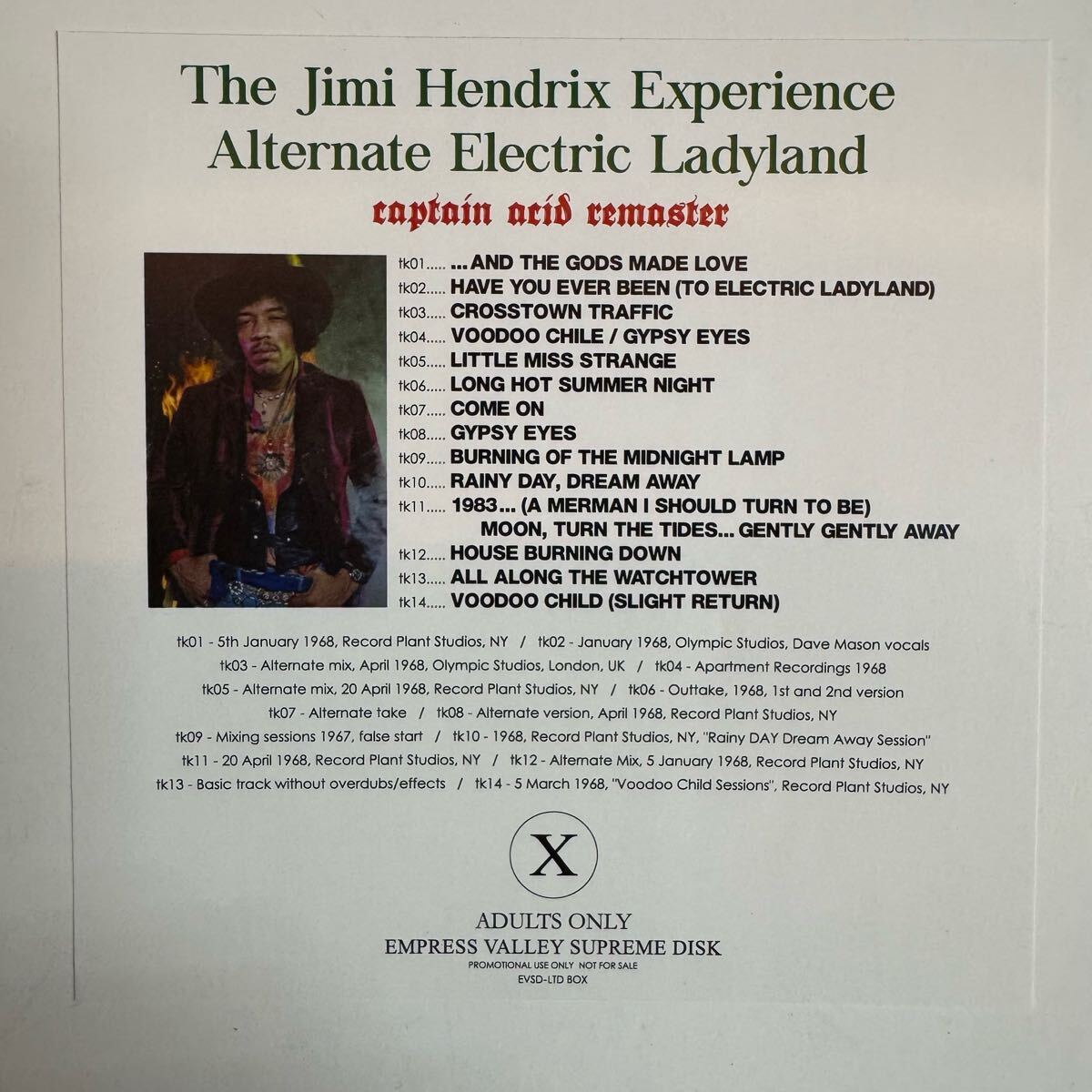 THE JIMI HENDRIX EXPERIENCE / ALTERNATE ELECTRIC LADYLAND (1CD)