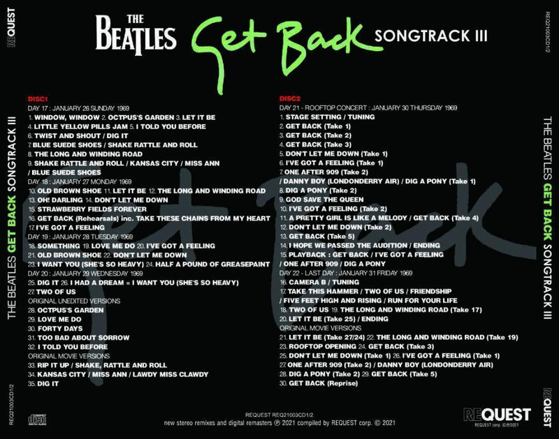 THE BEATLES / GET BACK SONGTRACK 1~3 6CD I II III Set