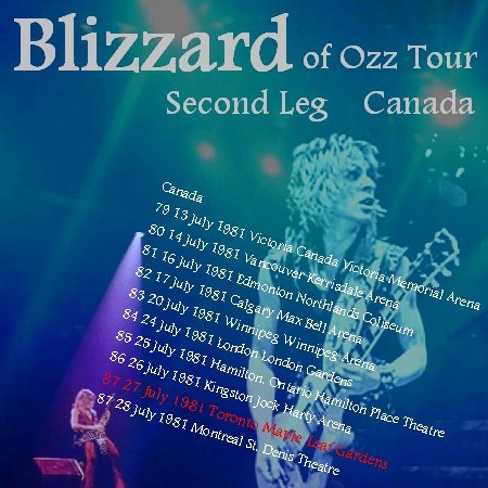 Ozzy Osbourne with Randy Rhoads / Blizzard of Ozz tour Second Leg CANADA 81 (1CDR)