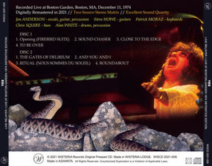 YES / LIVE RELAYER / LIVE AT BOSTON GARDEN 1974 DEFENITIVE EDITION (2CD)