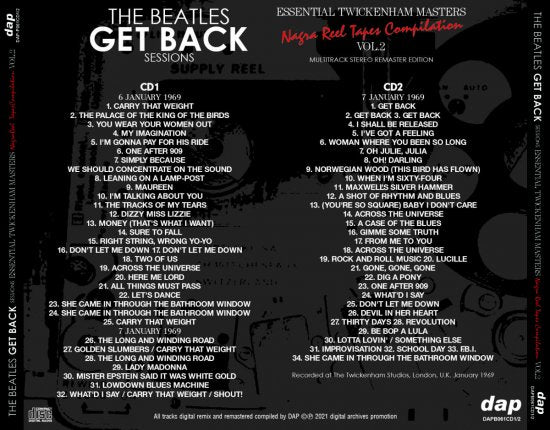 THE BEATLES / GET BACK SESSIONS ESSENTIAL TWICKENHAM MASTERS 8CD