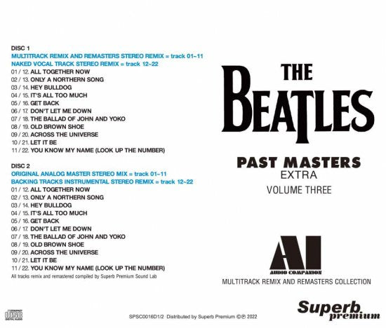 THE BEATLES / PAST MASTERS EXTRA VOLUME THREE AI - AUDIO COMPANION (2CD)
