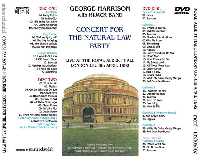 GEORGE HARRISON / CONCERT FOR THE NATURAL LAW PARTY 1992 【2CD+DVD】