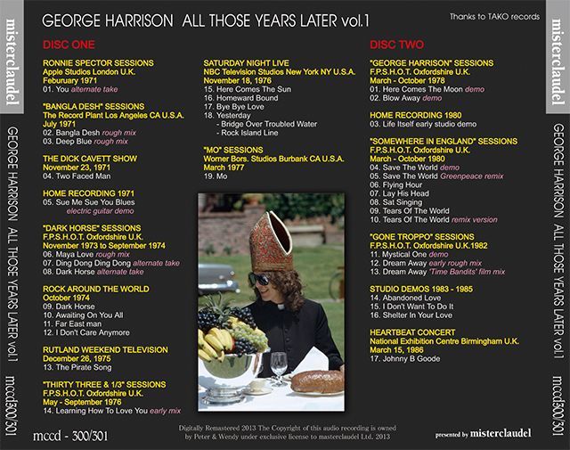 GEORGE HARRISON / ALL THOSE YEARS LATER VOL.1 1971-1986 【2CD】