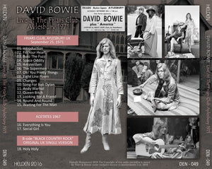 DAVID BOWIE / LIVE AT THE FRIARS CLUB AYLESBURY 1971 【1CD】