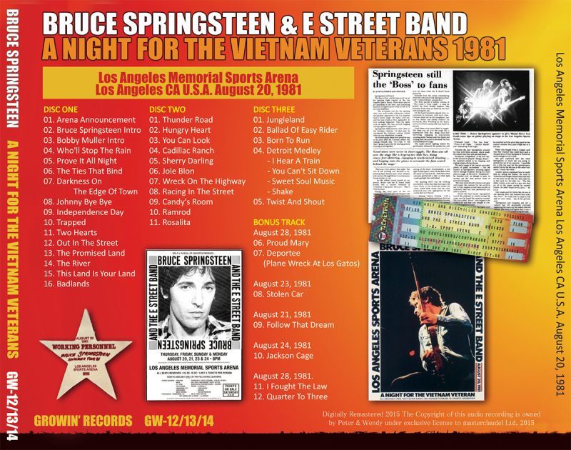 BRUCE SPRINGSTEEN / A NIGHT FOR THE VIETNAM VETERANS 1981 【3CD】