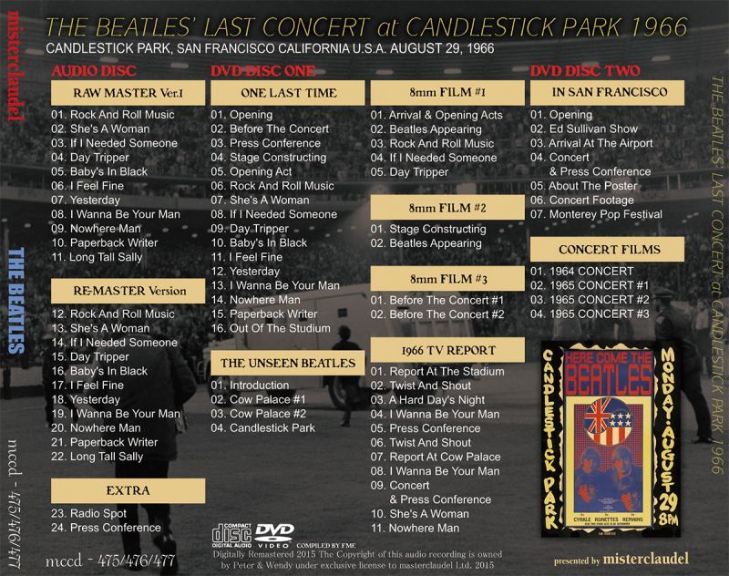 THE BEATLES / BEATLES' LAST CONCERT at CANDLESTICK PARK 1966 【CD+2DVD】