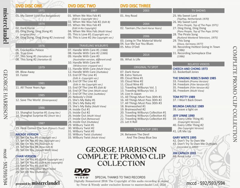 GEORGE HARRISON / COMPLETE PROMO CLIP COLLECTION 【3DVD】