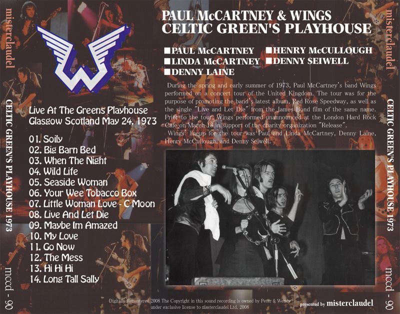 PAUL McCARTNEY / CELTIC GREEN'S PLAYHOUSE 1973 【1CD】