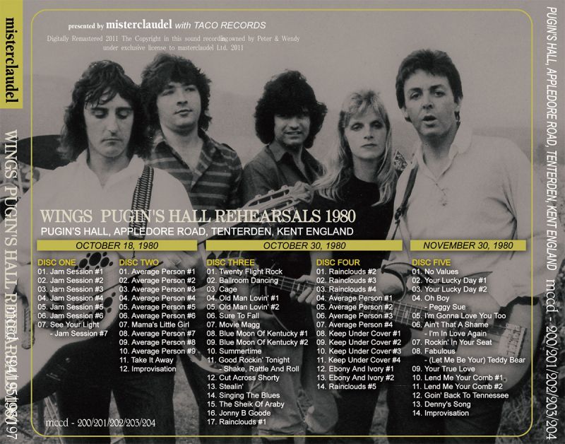 PAUL McCARTNEY / PUGIN'S HALL REHEARSALS 1980 【5CD】