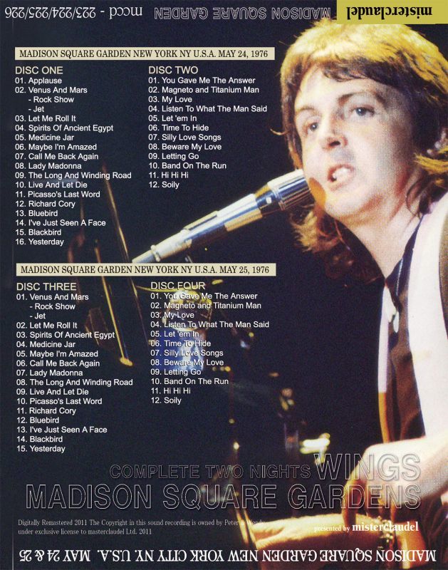 PAUL McCARTNEY / MADISON SQUARE GARDEN complete two nights 【4CD】