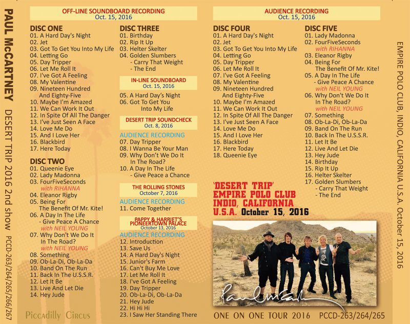 PAUL McCARTNEY / DESERT TRIP 2nd SHOW 【5CD】
