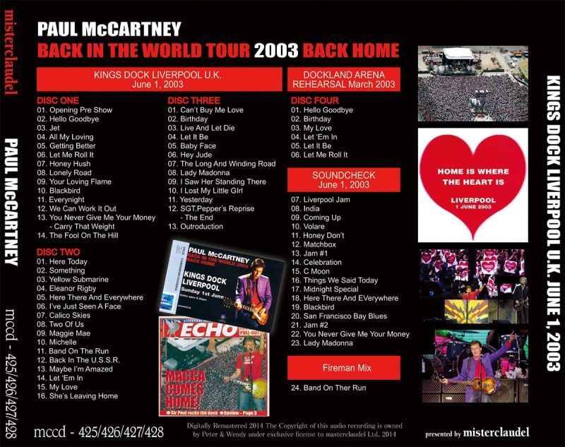 PAUL McCARTNEY / KINGS DOCK LIVERPOOL 2003 【4CD】