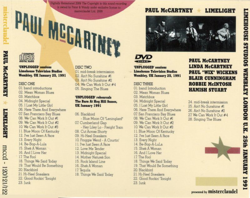 PAUL McCARTNEY / LIMELIGHT complete unplugged 1991 【2CD+DVD】