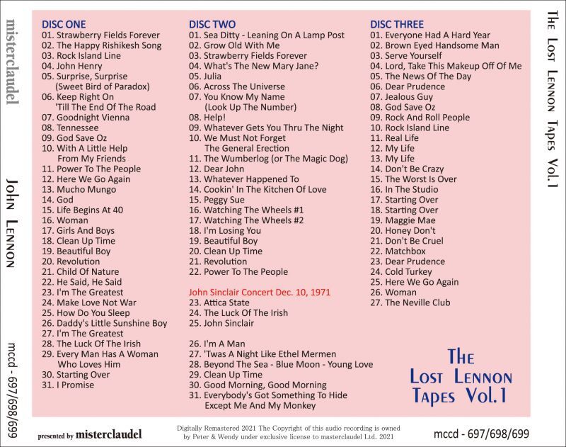 JOHN LENNON THE LOST LENNON TAPES VOL.1 3CD