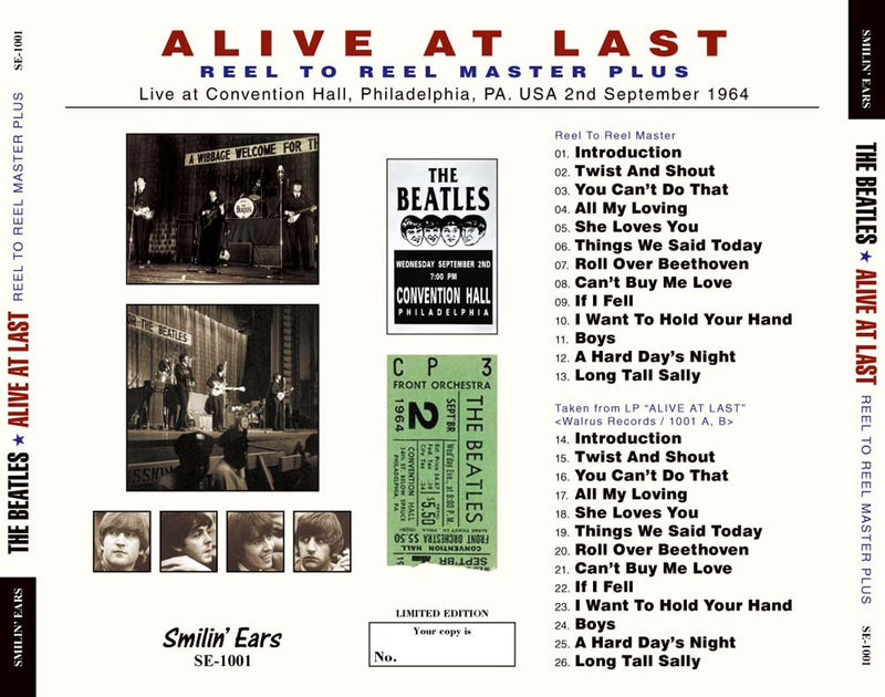 THE BEATLES / ALIVE AT LAST REEL TO REEL MASTER PLUS (1CD)