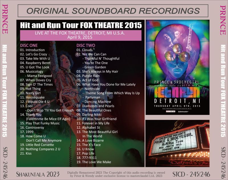 PRINCE / HIT AND RUN TOUR FOX THEATRE 2015 (2CD)