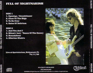 Yes Full Of Nightmarish 1974 Miami CD 2 Discs 8 Tracks Progressive Rock Music