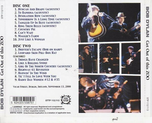 Bob Dylan Ireland Dublin 2000 September 13 Vicar Street CD 2 Discs 19 Tracks F/S