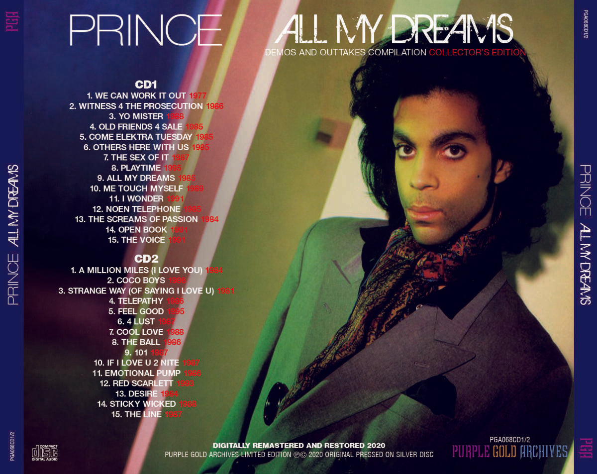 Prince All My Dreams Demos And Outtakes Compilation 2CD PURPLE GOLD AR –  Music Lover Japan