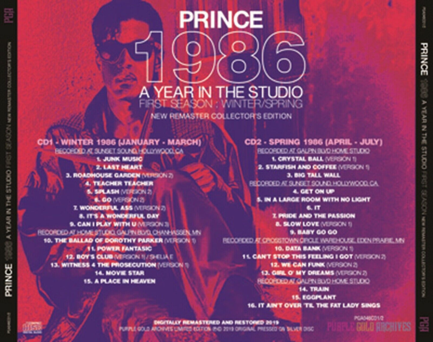 PRINCE 1986 A Year In The Studio First Season Second Season 4CD Set
