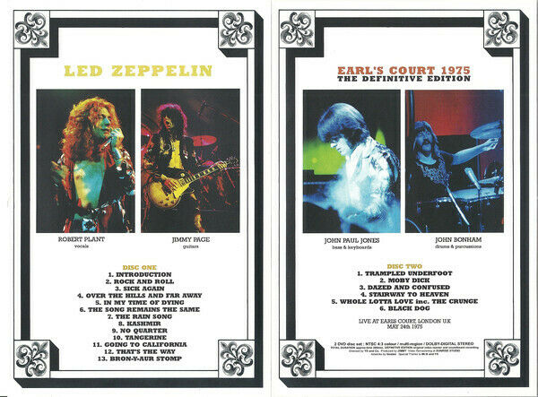 Led Zeppelin Earl's Court 1975 The Definitive Edition DVD 2 Discs 19 Tracks Rock