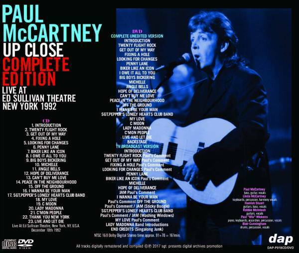 Paul McCartney Up Close Complete Edition ED SULLIVAN THEATRE New York 1CD + 1DVD