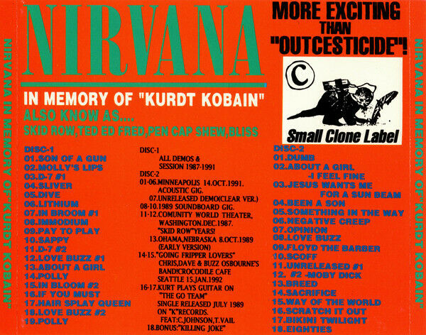 Nirvana In Memory Of Kurdt Kobain 2CD 38 Tracks – Music Lover Japan