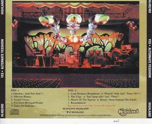 Yes Alternate Yesshow 1976 Cobo Hall 2CD